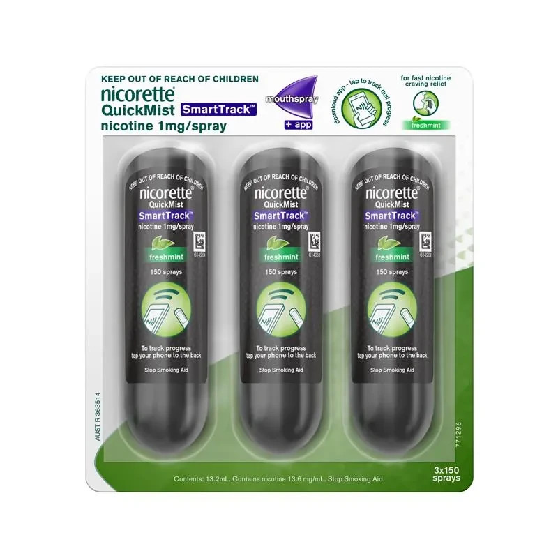 Nicorette QuickMist SmartTrack Nicotine Mouth Spray Freshmint Triple Pack