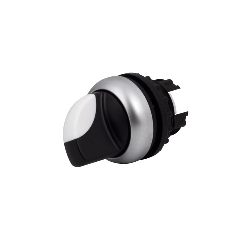1PCS EATON M22-WK Selector Switch Bezel Silver Button Black ✦KD