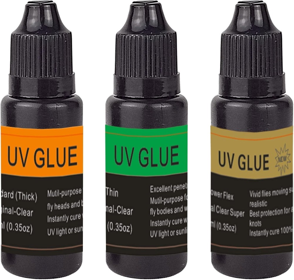 Fly Tying UV Resin Three Formula Thick,Thin and Super Flex Fly Tying Head Cem...