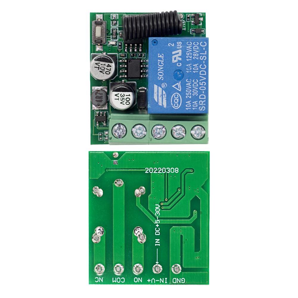 433Mhz DC5-30V 1CH Universal Wireless Remote Control Switch Relay Receiver Kit A
