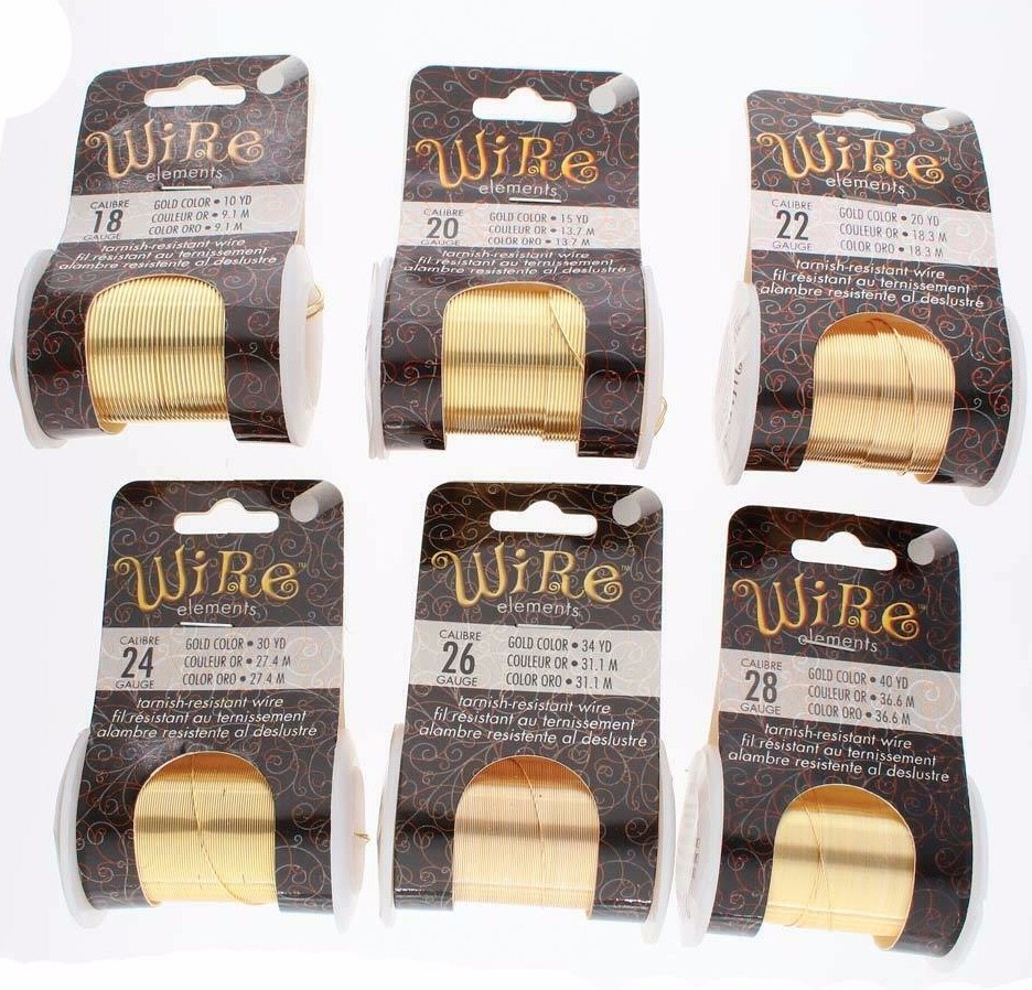 Gold BeadSmith Lacquered Tarnish Resistant Craft Wire Elements (8+ Gauges)
