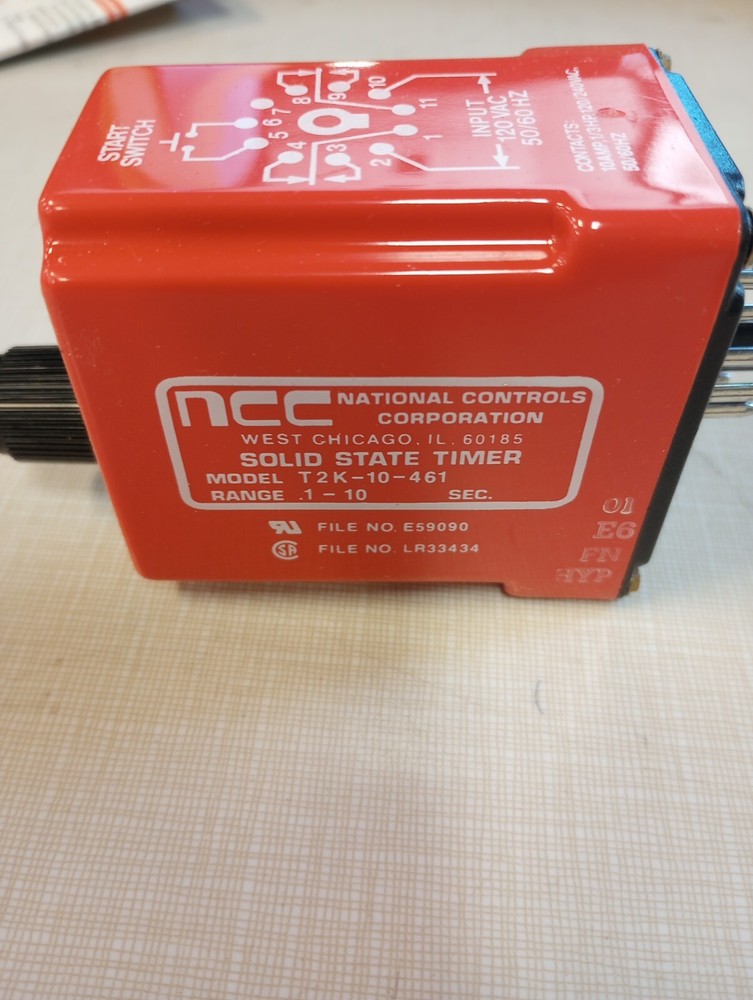 t2k-00010-461 1-10 second solid state time delay relay 120v ac (NOS)