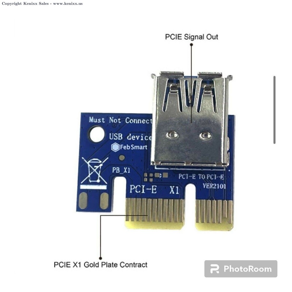 3x PCI-E Riser VER006C GPU Riser FebSmart Blue PCIE X1 to PCIE X16 Riser