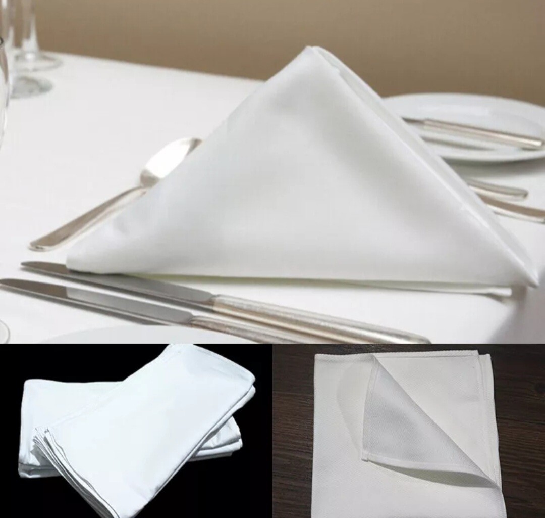 Set of 8 WHITE 100% COTTON Luxury CLOTH Napkins GARNIER THIEBAUT XL 22"x22" NWOT