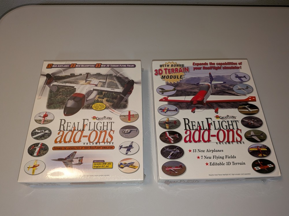 2 Great Planes Real Flight Add Ons Software CD Volume 1 & 5 Sealed