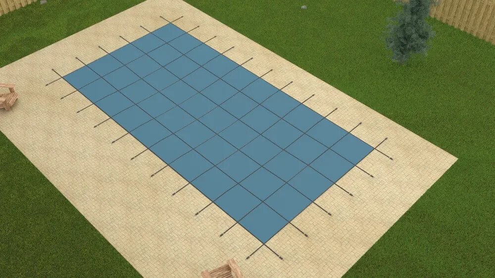 GLI Value X Solid 12' x 20' Rectangular Blue Solid Pool Safety Cover with Pump