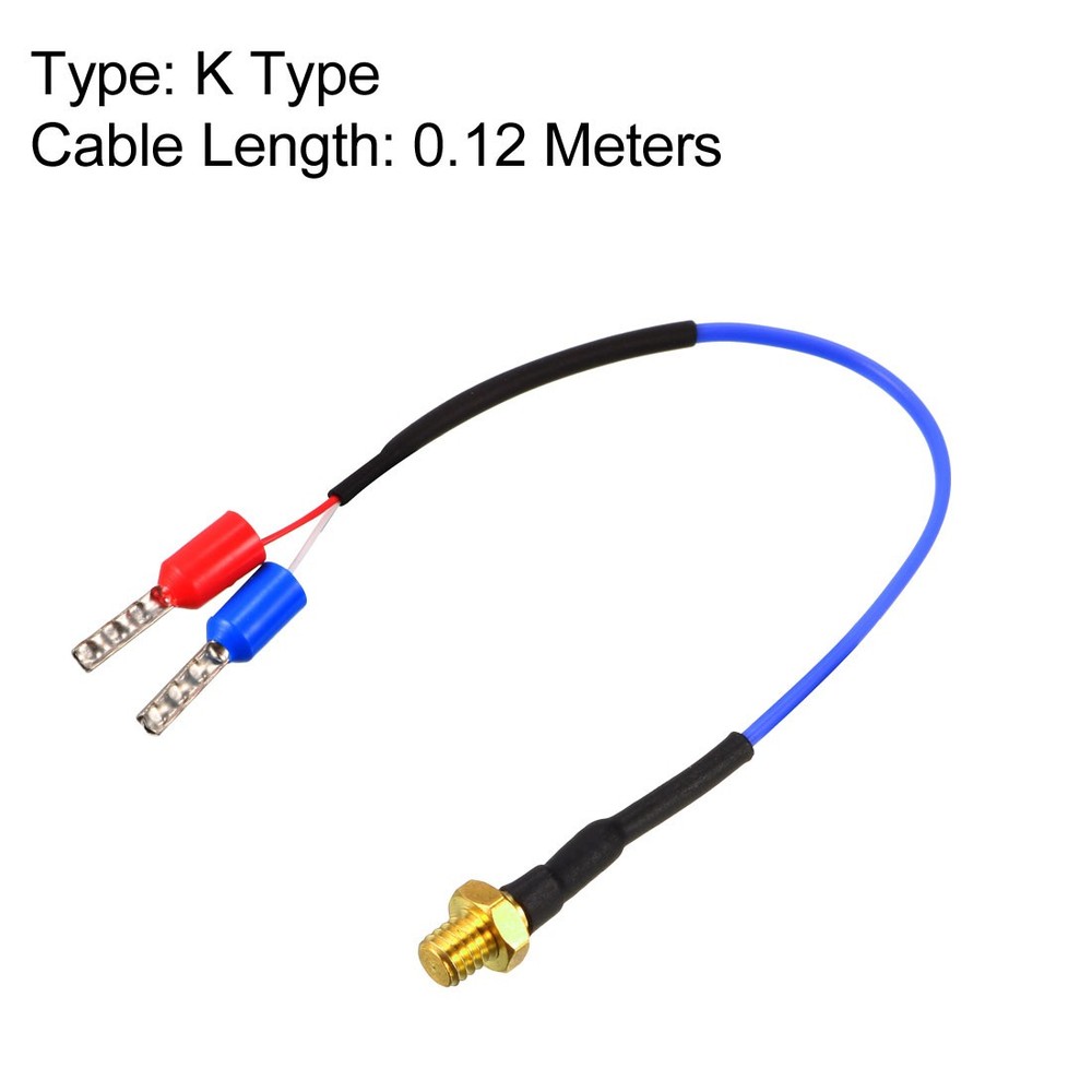 K-Type Thermocouple Temperature Sensor Probe for 3D Printers M4 Thread 0.12M Cable