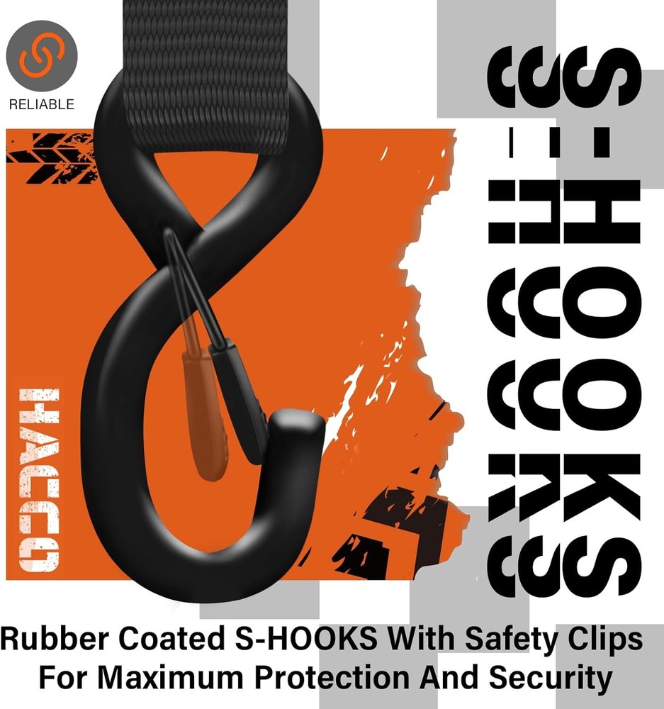Ratchet Strap Set, 5280 lbs Breaking Strength, 16 ft × 1.6 in