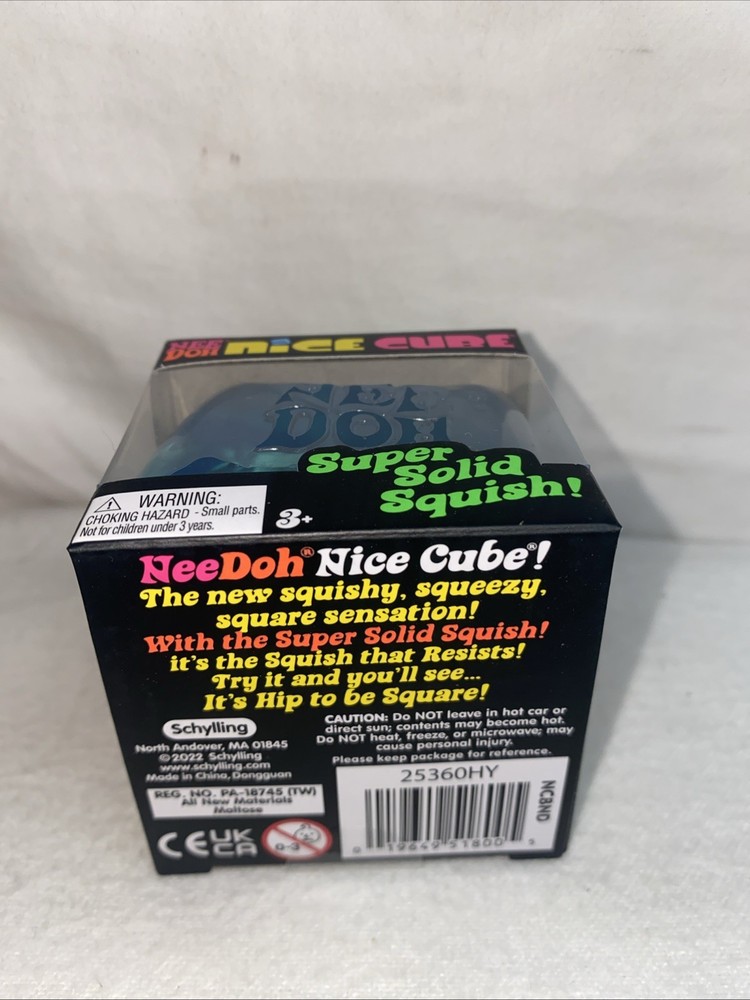 Nee Doh Nice Cube - Super Solid Squish! BLUE, Brand New