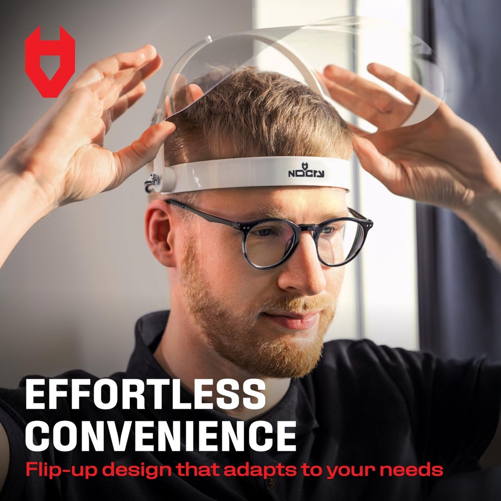 Protective Shield with Adjustable Headband and 2 Reusable Plastic Visors — Fl...