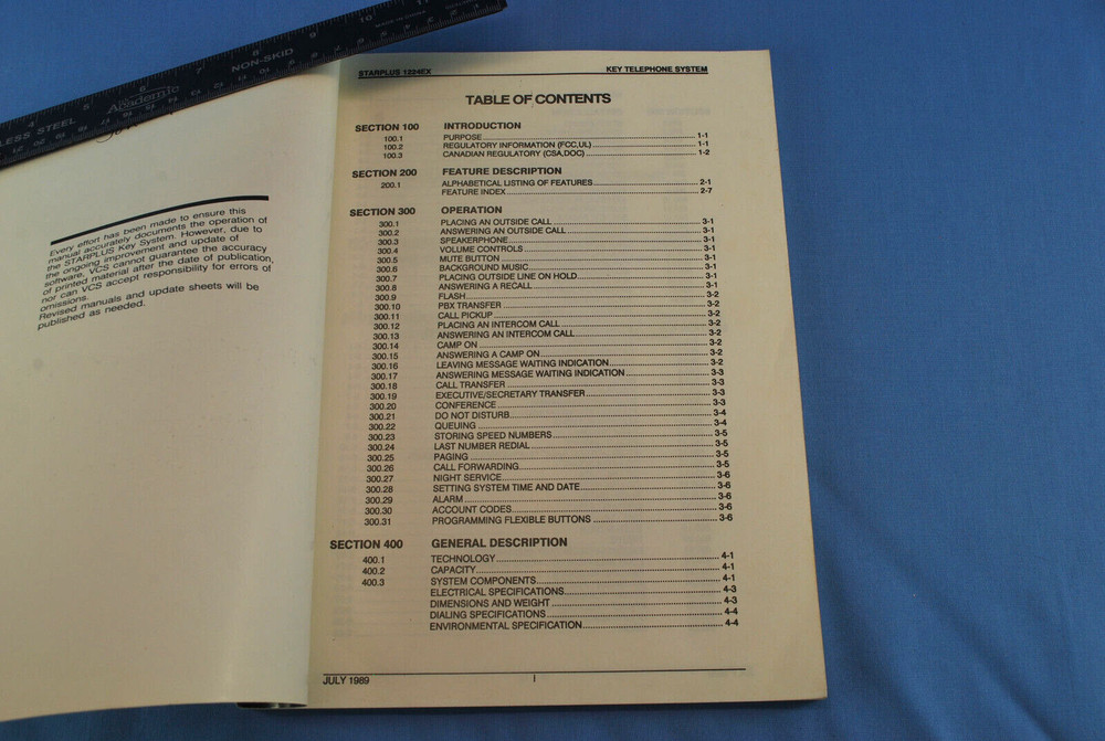 VODAVI Starplus 1224EX Communication Systems Manual Electronic Key System Book