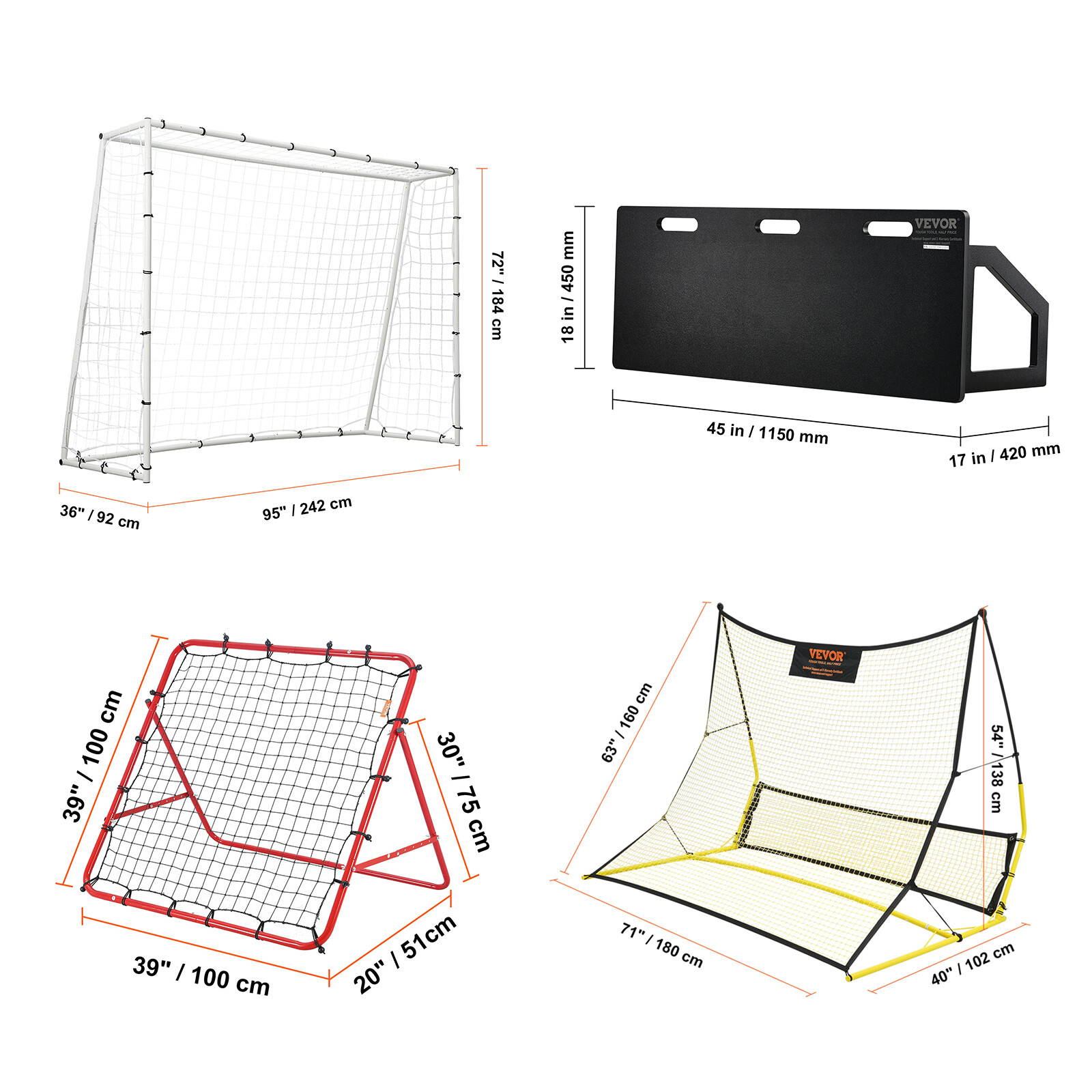 VEVOR Soccer Rebounder Board/Net Portable Soccer Wall Soccer Training Equipment