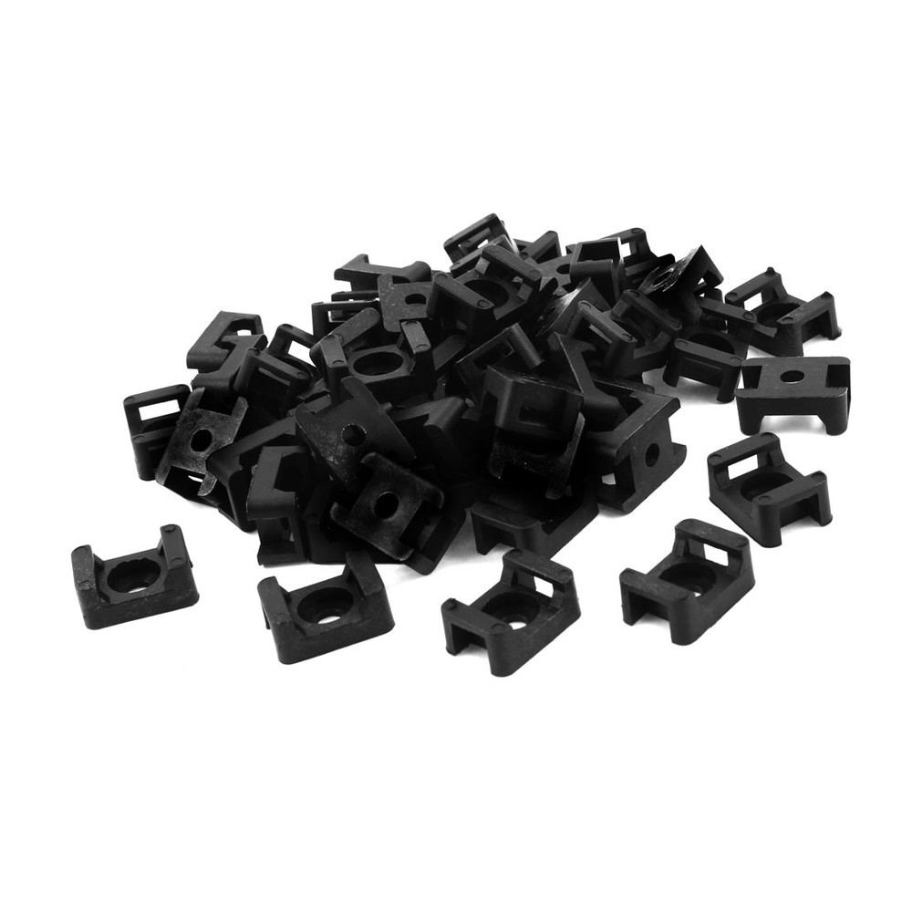 100 Pcs 9mm Width Wire Cable Tie Holder Black Plastic Mount