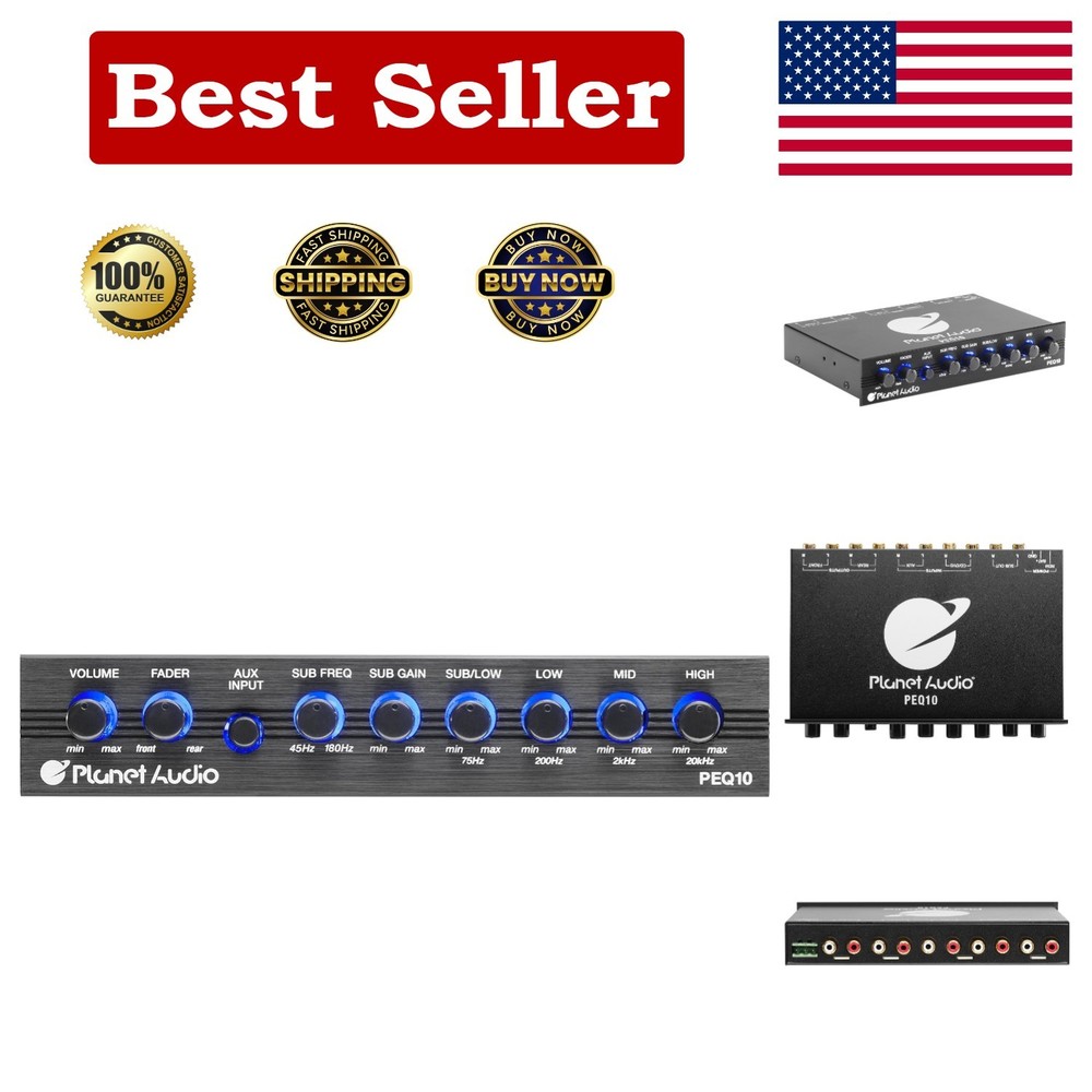 Compact 4 Band Car Equalizer - Remote Sub Control & Enhanced Audio Performance