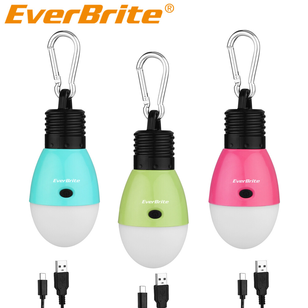 EverBrite 3PACK Rechargeable Camping LED Bulb 3 Lighting Mode USB LED Tent Light