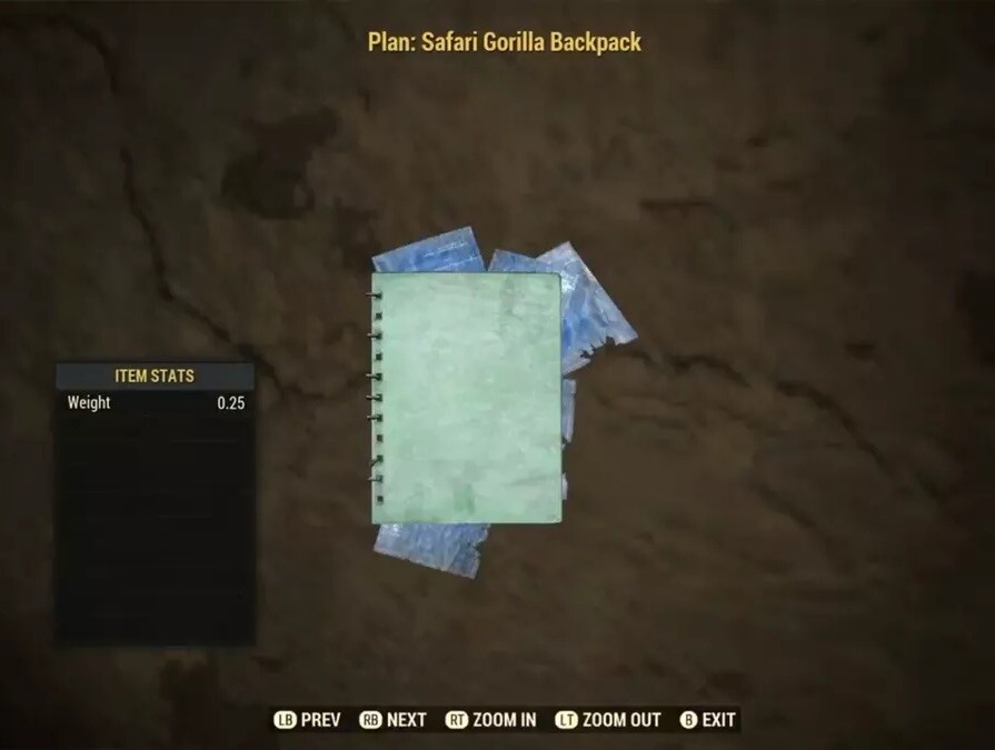 (Xbox) Safari Gorilla Backpack Plan - Rare Plan