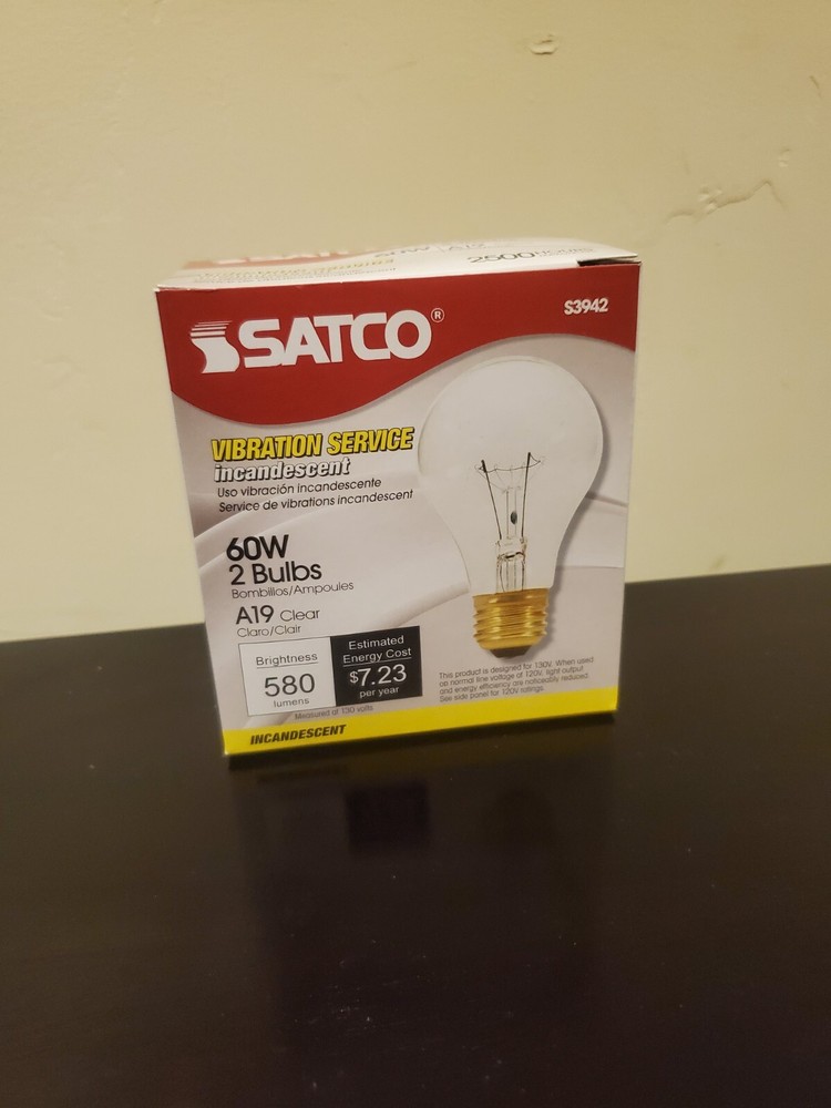 Satco S3942 60A19CL vibration service 2 pack