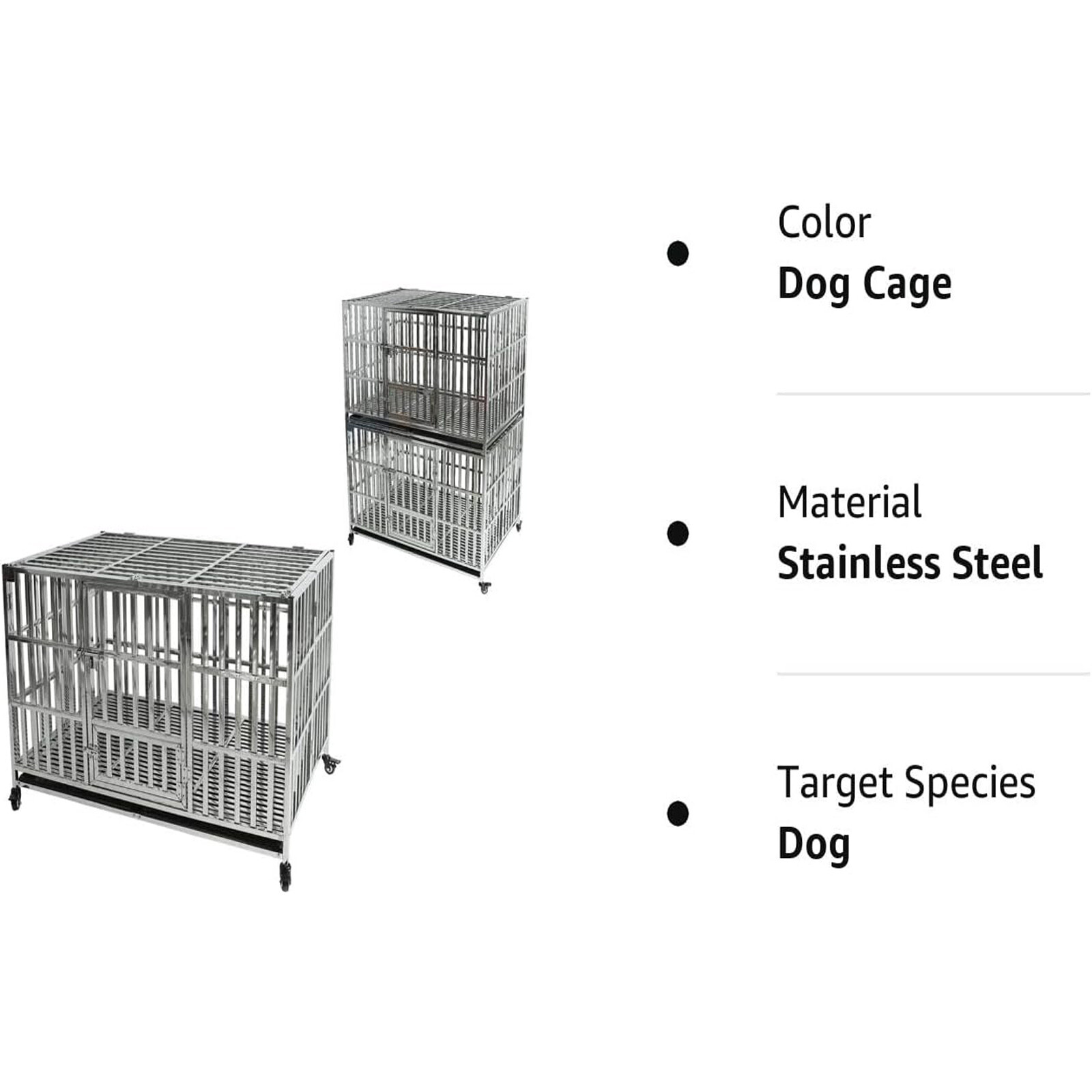 Confote 48" Heavy Duty Dog Kennel Pet Stainless Steel Crate Cage Stackable