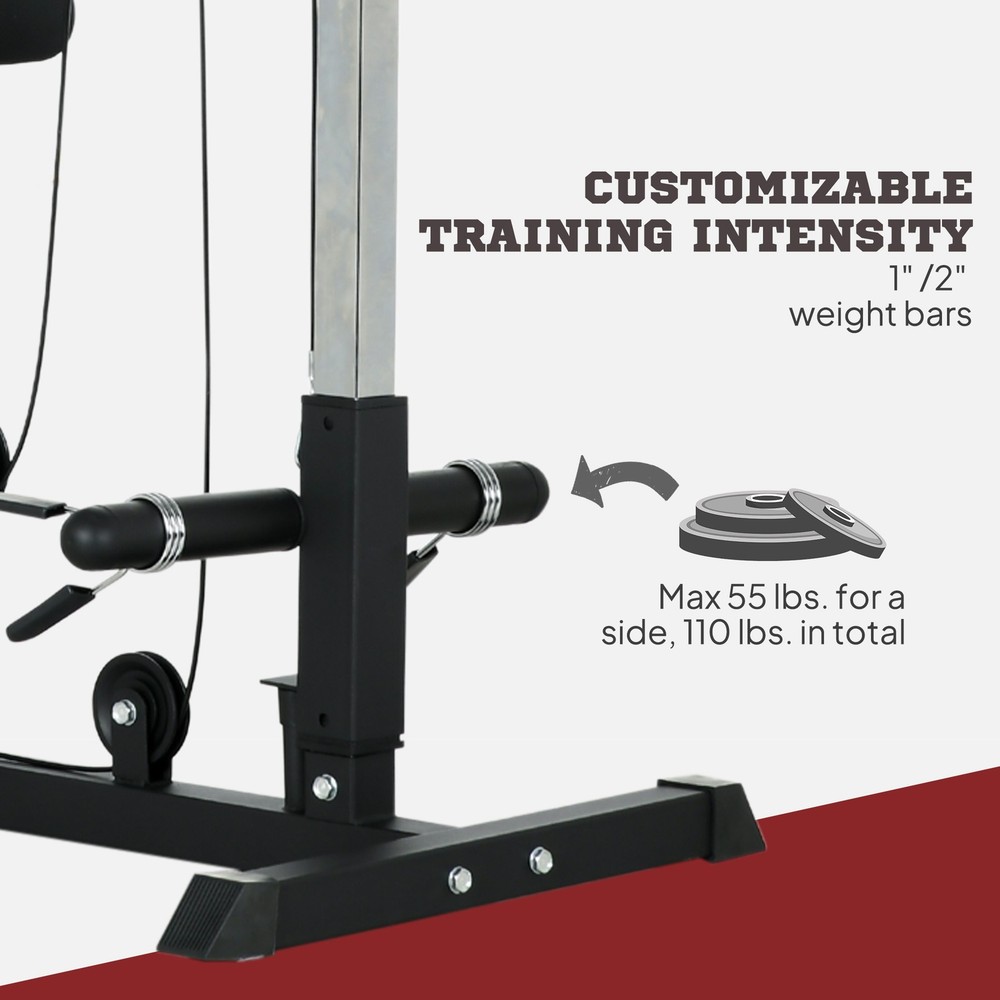 Cable Machine Lat Pull Down Machines with Flip-Up Footplate, Black
