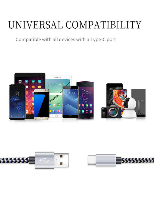 5 Pack Braided USB-C Charging Cables –6FT Fast Charge Type-C for Samsung Android
