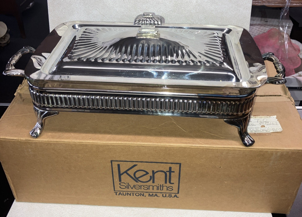 KENT Silversmith Taunton Serving Dish, Lidded With Pyrex Glass MM-39 (Brand New)