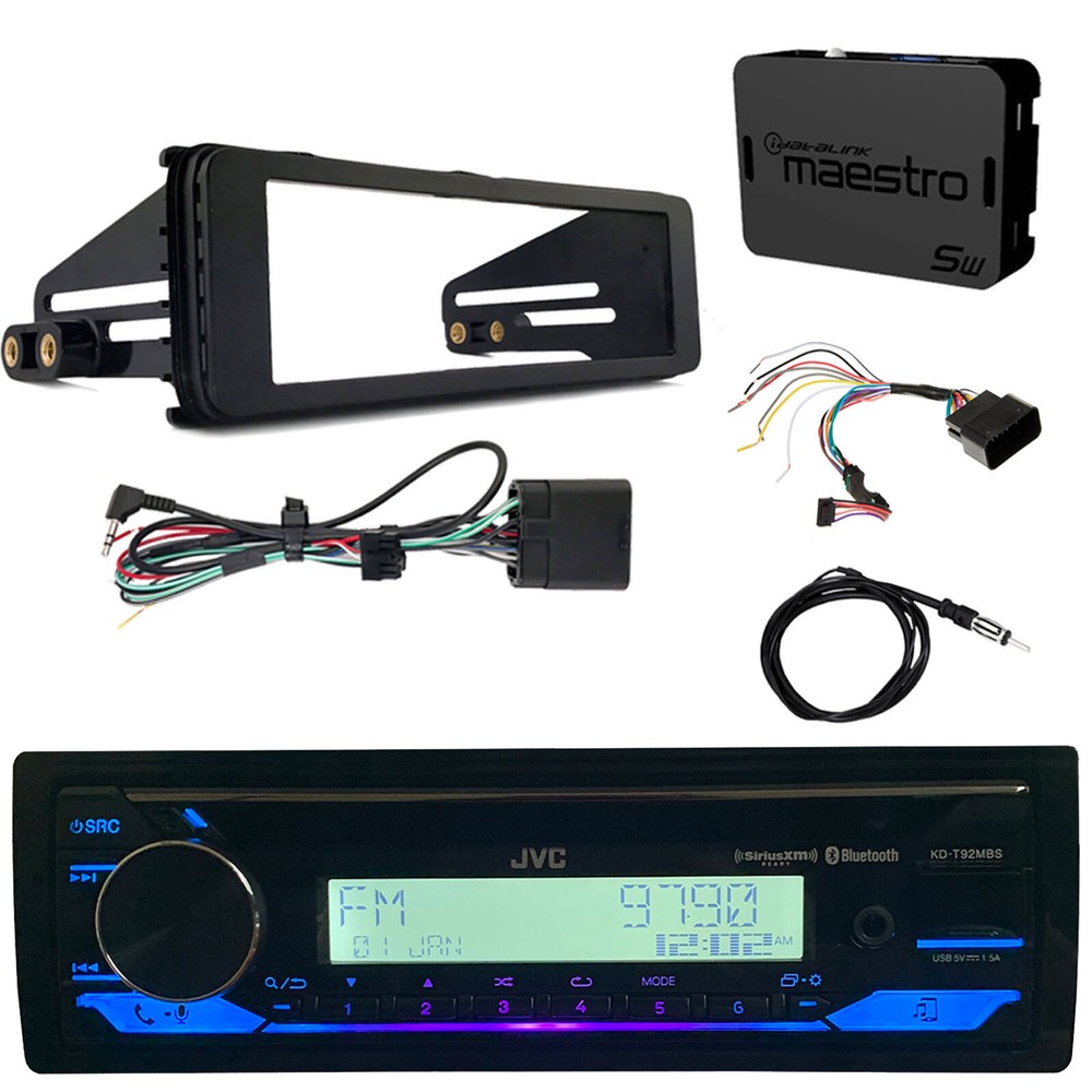 Single DIN CD Player Bluetooth Receiver, Harley Wiring Kit, Dash Kit, Antenna