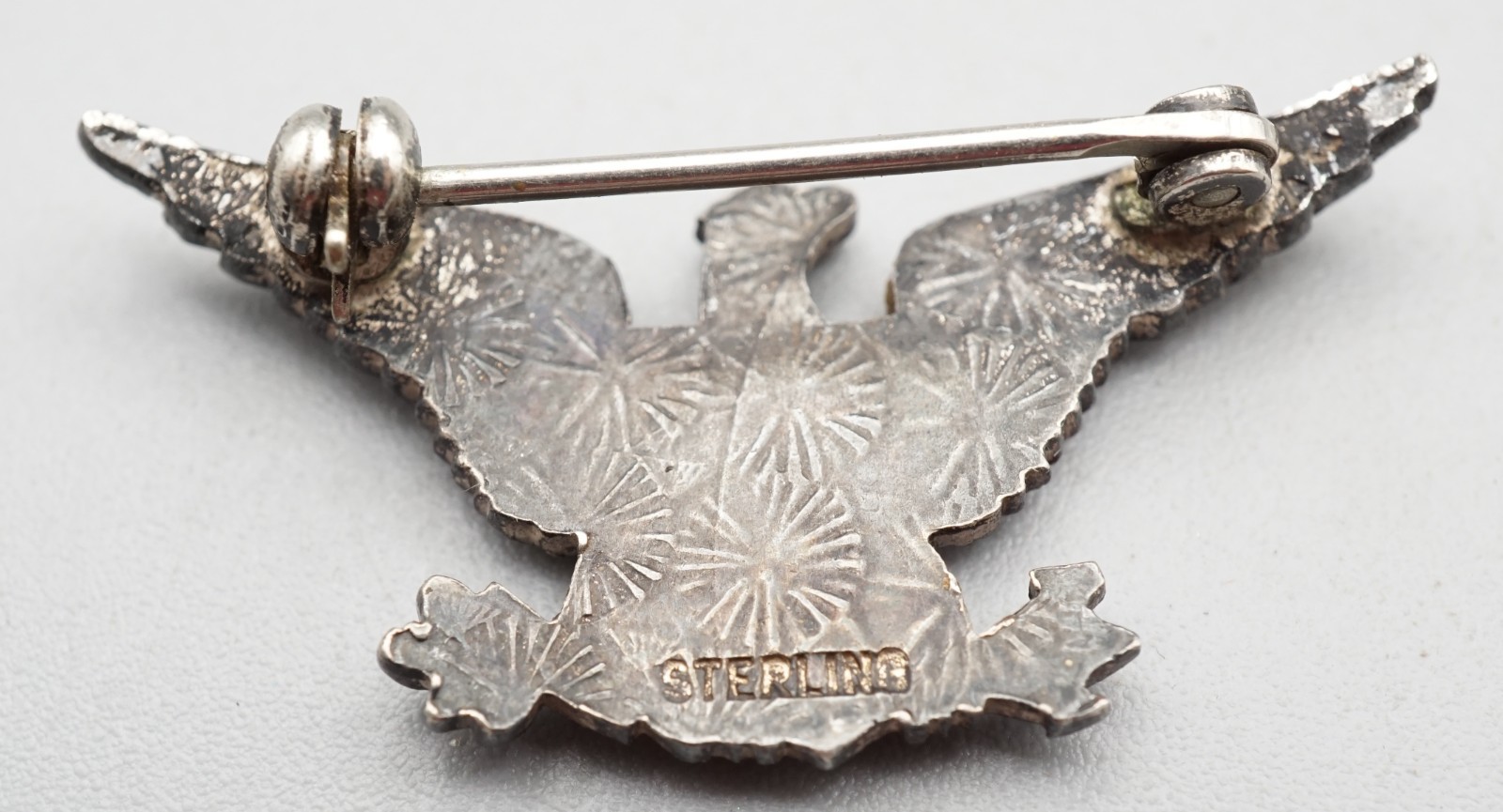 WWII Sterling Army Colonel Rank War Eagle Insignia Pin