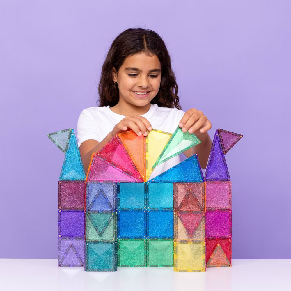 CONNETIX Magnetic Tiles Glitter Castle Pack 48pc: Educational Focus on