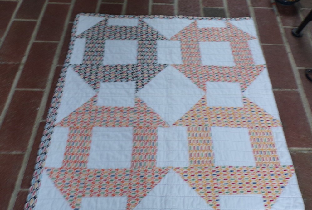 Handmade Small Multicolor Geometric Quilt