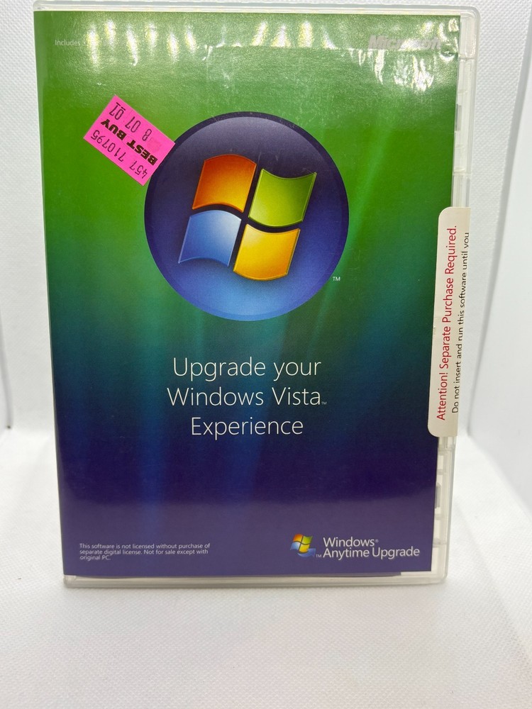 Microsoft Windows Vista Anytime Upgrade Disc. 32 Bit Software.