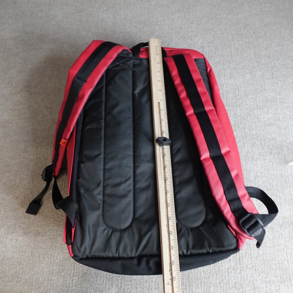 Shrine Backpack Black Red Solid Sneaker Compartment Travel