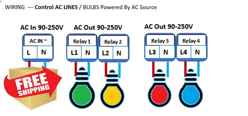 WiFi 4 Channel Light Controller Sequencer 90-240V AC 4A