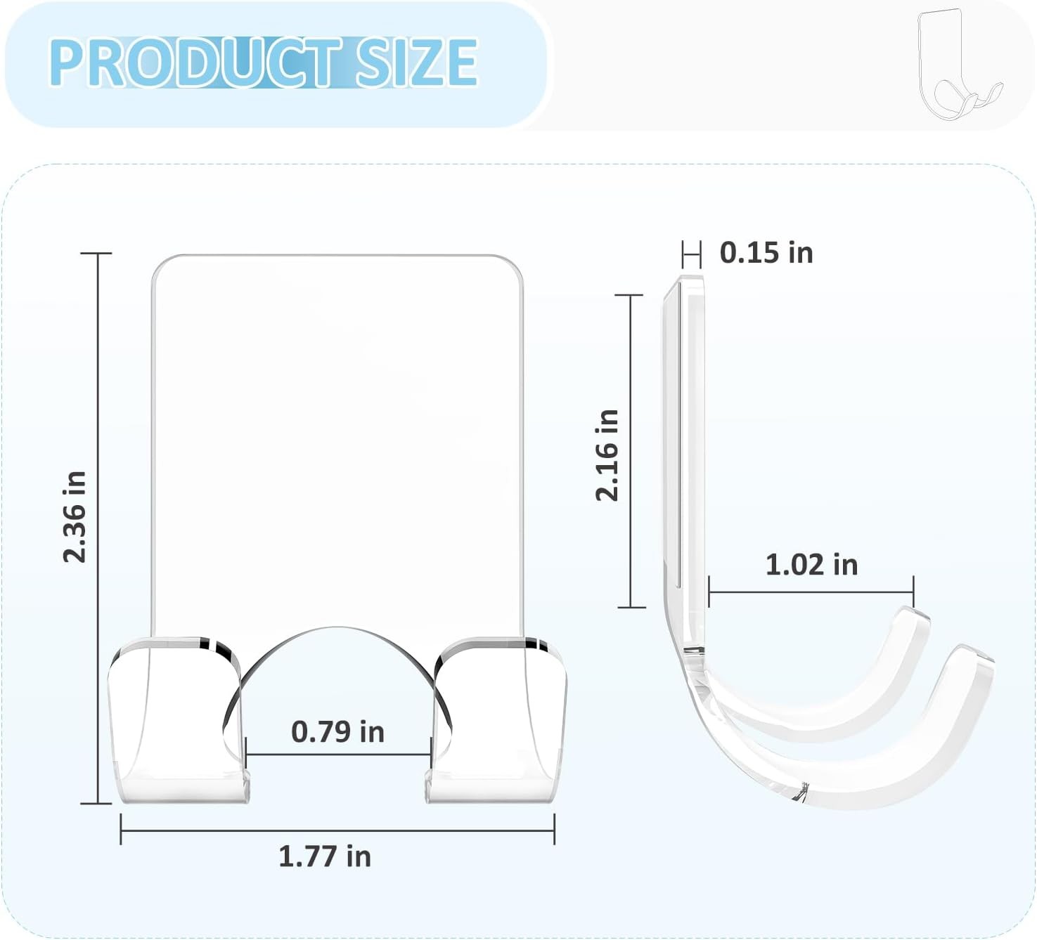VIS'V Shower Wall Razor Holder, Acrylic Adhesive Razor Hooks for His and Hers, W