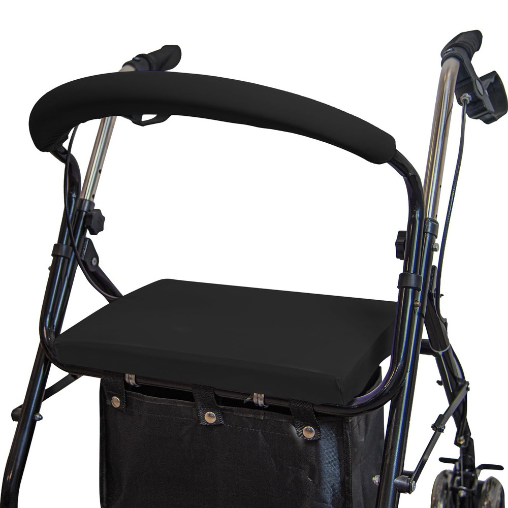 Rollator Walker Seat & Backrest Rollbar Covers Set - Adjustable Black