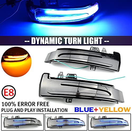 2pcs Dynamic Sequential Blink Compatible with Be-nz W204 CLA A B C Blue+Yellow