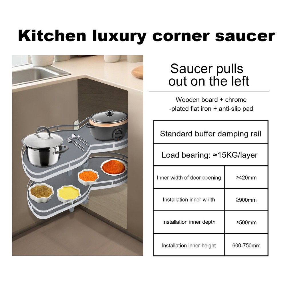 Kitchen Blind Corner Cabinet Pull Out Shelves 2-Tier Left Pull-out Organizer