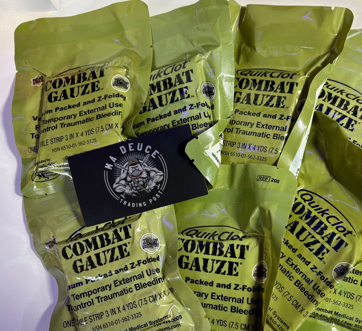 Lot of 5 US Military Issue QuikClot Combat Gauze Z-Fold