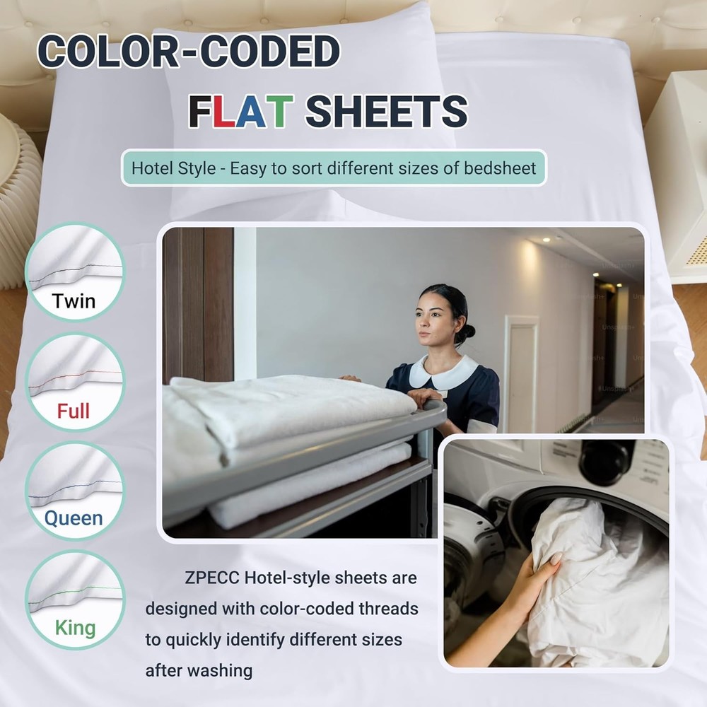 Durable White Twin Size Bed Sheets 6 Pack - Soft Microfiber, Easy Sort Design