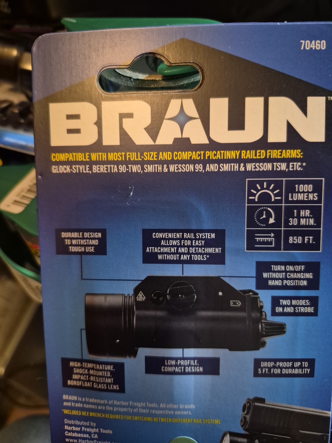 BRAUN 1000 LUMENS RAIL MOUNT LED LIGHT [70460] SEE PICTURES FOR SPECS