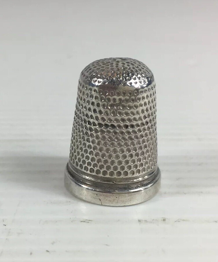 Antique Solid Silver Thimble Marked J.F 2.5cm In Height 4.9g