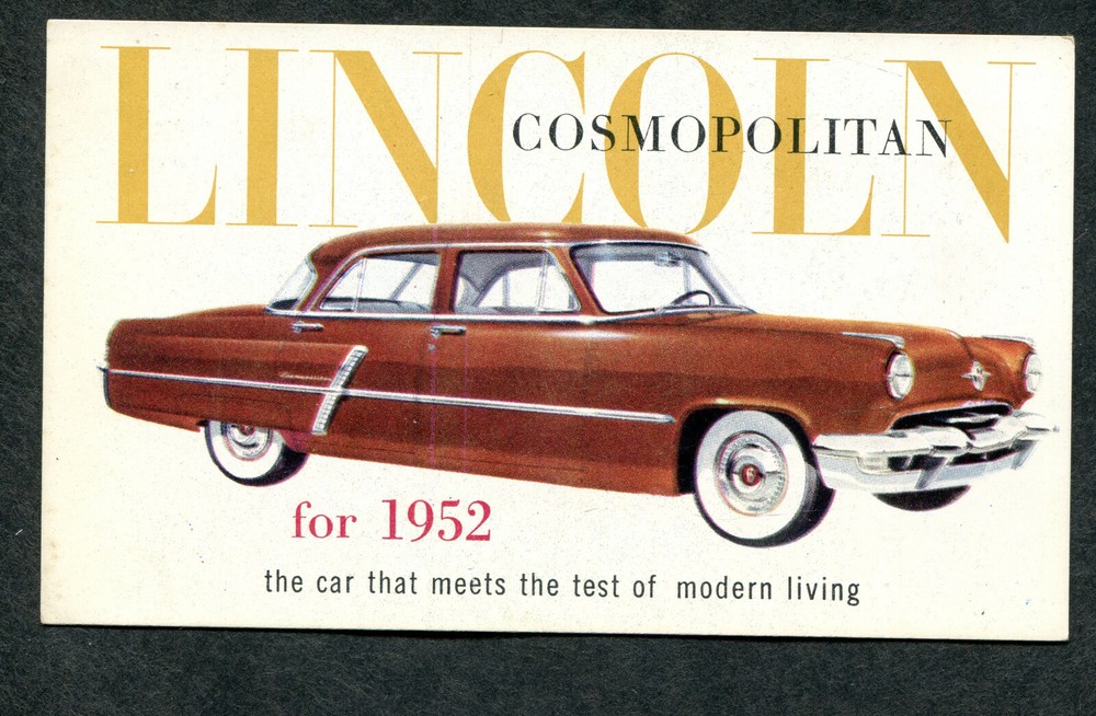 3 1952 Lincoln Cosmopolitan Postcards