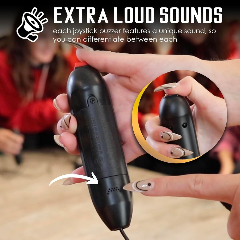 Handheld Buzzer Game System Console with 4 Joystick Buzzers for Trivia Games