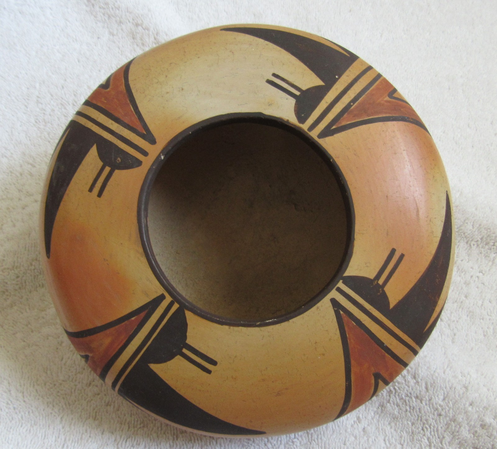 Antique Hopi Indian Nampeyo Style Sikyatki Revival Design Art Pottery Bowl Vase