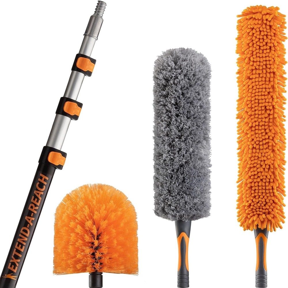 20ft Extendable Duster Kit with Telescopic Pole Cobweb Ceiling Fan Feather