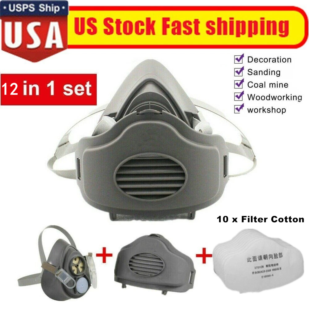 Half Face Shield Respirator Dust Mask for Painting Sanding Woodworking Facepiece