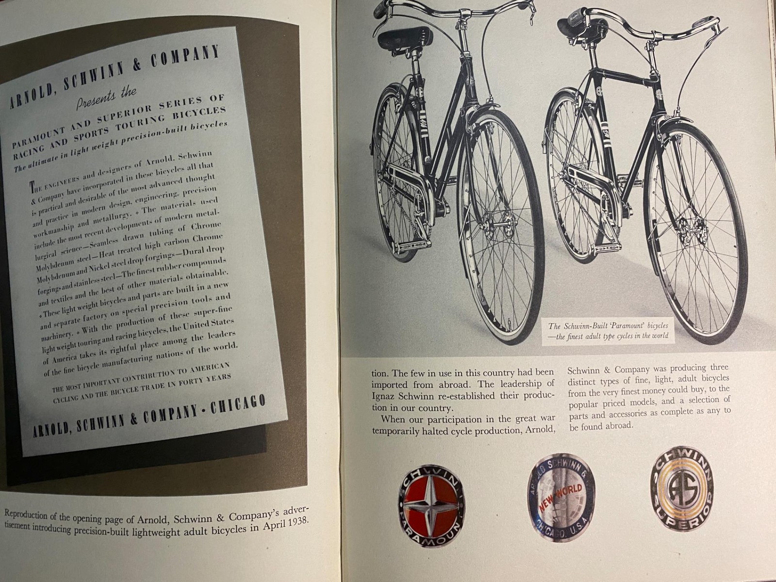 NOS original 50 YEARS OF SCHWINN BUILT BICYCLES book 1895-1945