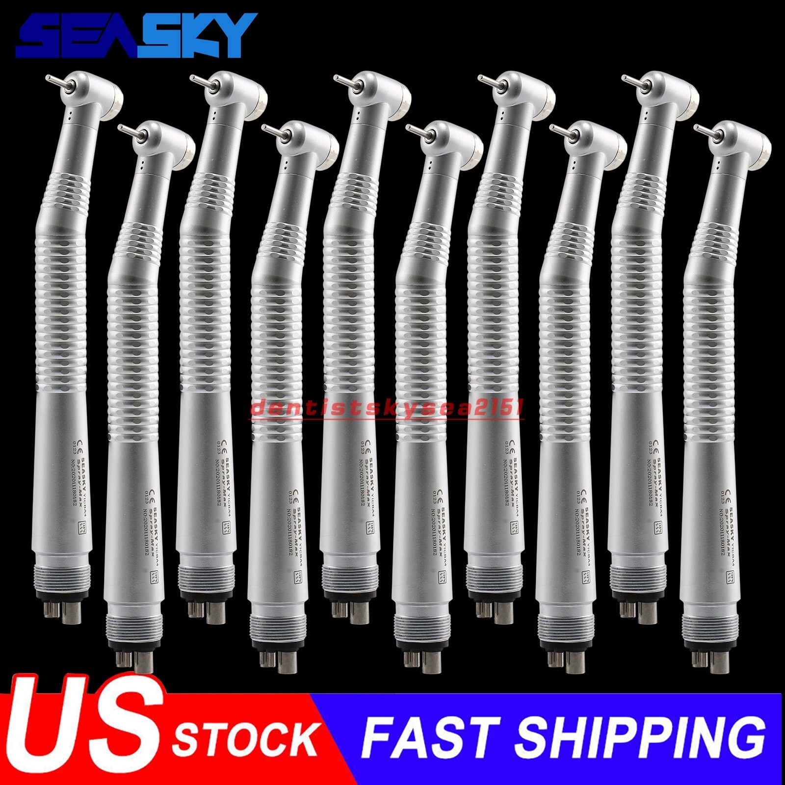 10 Pcs Seasky Dental High Speed Turbine Handpiece Push 4Hole Fit NSK PANA MAX CE