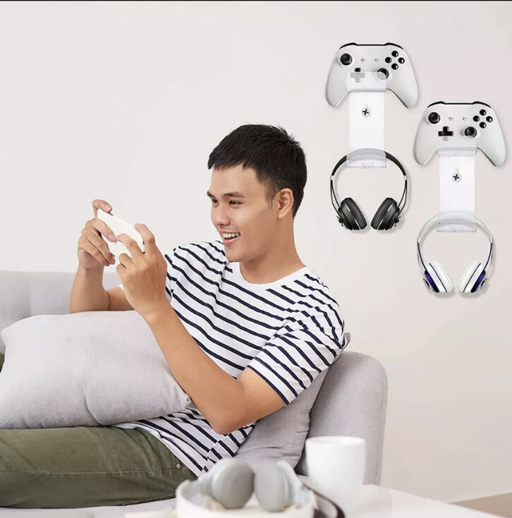Game Controller Headset Headphone Holder Wall Mount Stand PS5 PS4 Xbox Switch