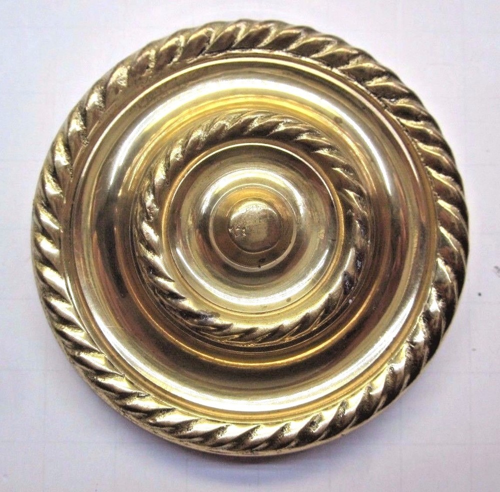 Hampton 1970s Solid Brass Swag Valance Drapery Bed Frame Medallion Rosette 1 Vtg
