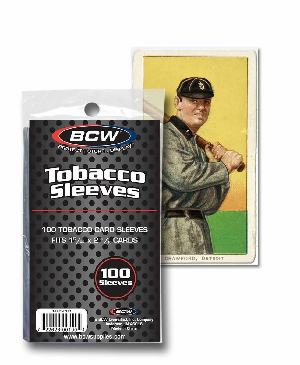 100 (1 PK) BCW Tobacco Baseball Card Soft Clear Archival Insert Sleeves